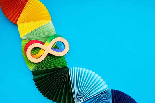 Rainbow infinity symbol representing neurodiversity and autism awareness