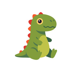 Obraz premium green plush dinosaur, cute stuffed toy, nursery comfort, colorful vector flat style illustration