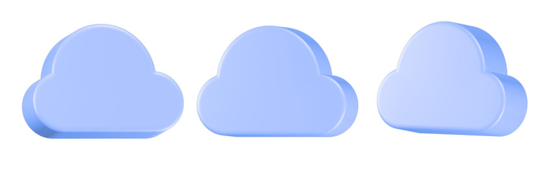 cloud icon 3d render blue color