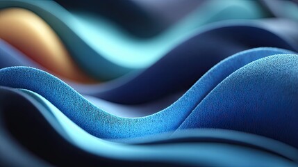 Obraz premium A blue gradient abstract business background with flowing digital waves and subtle geometric shapes, designed in a modern corporate style with soft lighting and horizontal layout