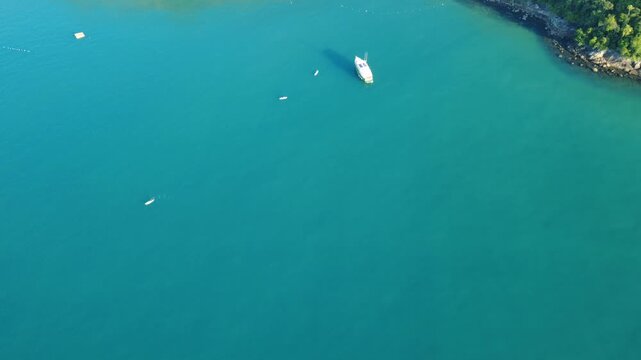 Aerial Drone View of Praia da Almada in Ubatuba Brazil &ndash; Tropical Beach and Turquoise Water