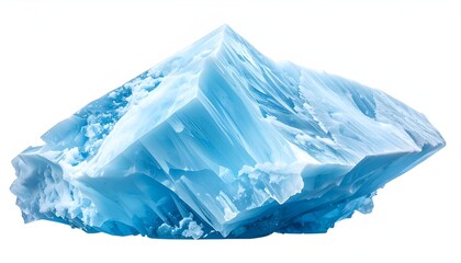 Obraz premium A stunning icy-blue crystalline formation resembling a mountain peak against a white background