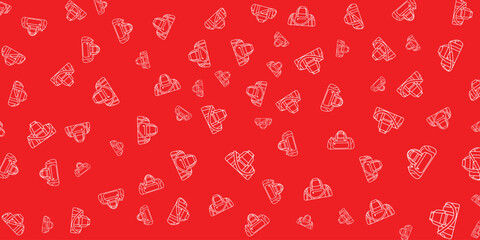 Scattered White Heart Shapes on Red Background, Valentine's Day Theme, Pattern Design