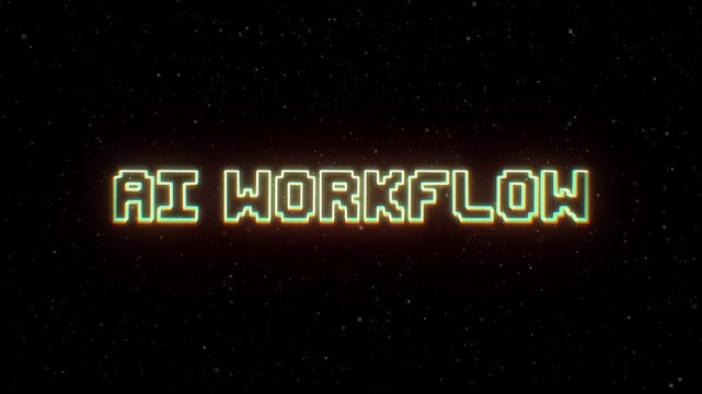 AI Workflow Neon text with retro style