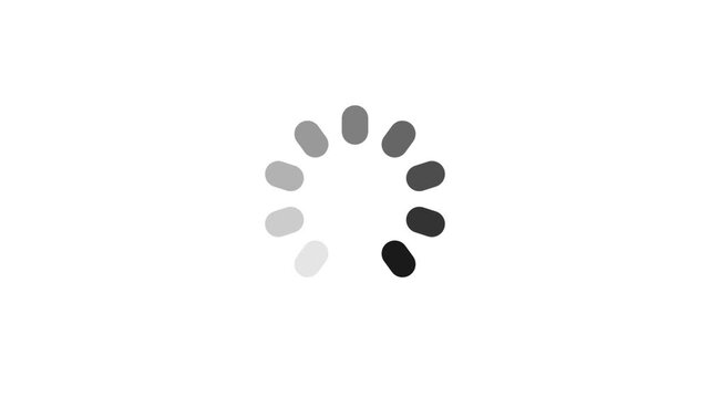 Minimalist loading spinner animation with thick grey bars on white background.