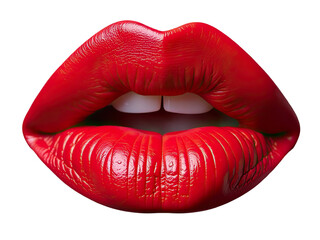 Fototapeta premium A close-up shot of a person's lips with vibrant red lipstick, perfect for beauty or cosmetics use