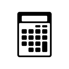 Naklejka premium A simple white calculator icon on black background