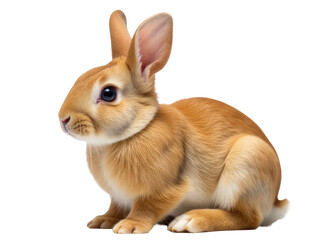 Obraz premium A brown rabbit sits on a white floor, ready for action