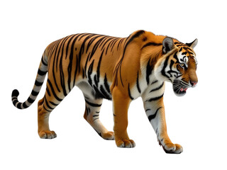 Obraz premium A tiger walks on a clean and empty white surface
