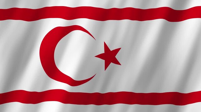 Northern Cyprus Flag Waving, Realistic 4K Background Animation