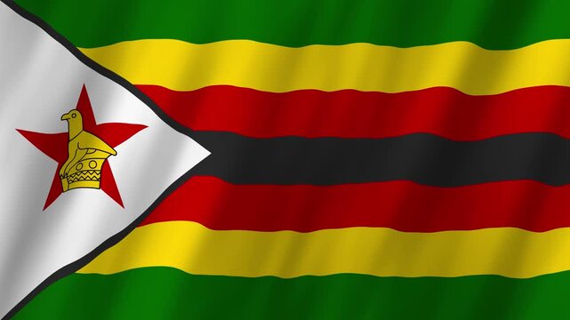 Zimbabwe Flag Waving on Wind, Realistic 4K Background Animation