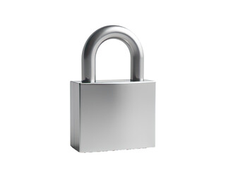 Naklejka premium A metal padlock with a key on a plain white background, great for illustration or design