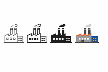 Evolution of factory icons: monochrome to colorful industrial designs