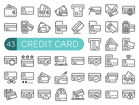 Credit Card Essentials Icon Set Outline