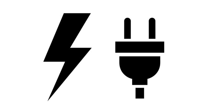 Electric plug and lightning bolt icons.