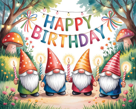 Birthday Celebration with a Group of Garden Gnomes