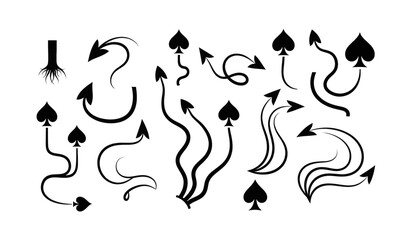 Obraz premium Black Spade Symbols with Arrows and Shapes.