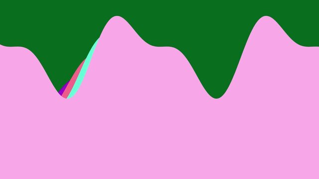 Pink and Green Wavy Lines Transition Effect.