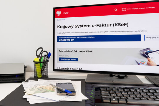 Czestochowa, Poland - February 19, 2026: From February 1, the KSeF system, online invoice registration, will be mandatory.