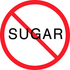 No Sugar Sign Red Prohibition Symbol Healthy Diet Warning Icon