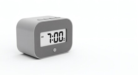 A contemporary digital clock displaying 7:00 AM, perfect for concepts of time management, productivity, and waking up.