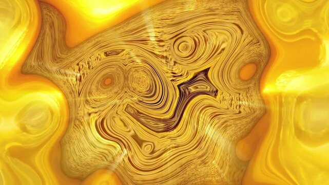 A radiant abstract field of golden tones swirls around a dense, textured core, as if light itself has softened and begun to flow. The layered lines resemble molten matter shaped by invisible forces, s