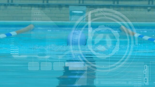 Animation of graph and data processing over clock using laptop