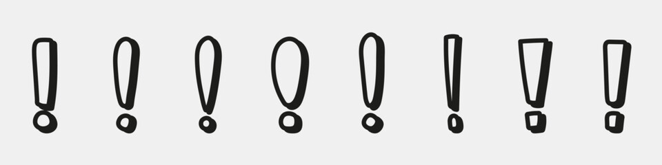 Black exclamation marks pattern on white background.