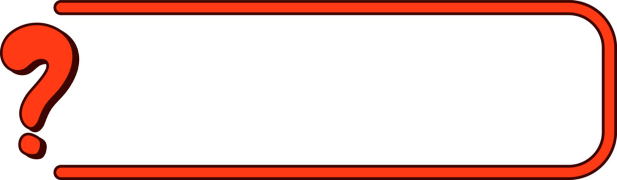 Red question mark with border design on white background.