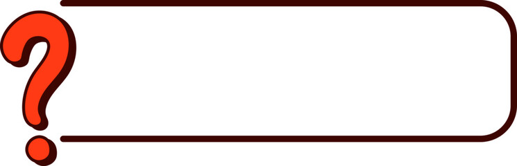 Red question mark inside rectangular frame: symbol of inquiry.