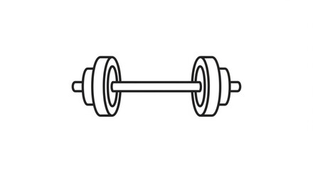 Black line drawing of a dumbbell with weights on both ends for fitness and exercise