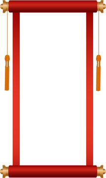Elegant red scroll with golden details and tassels.