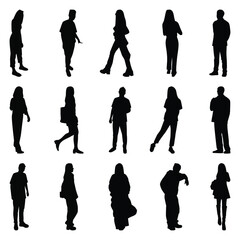 Vector collection set of individual people silhouettes.