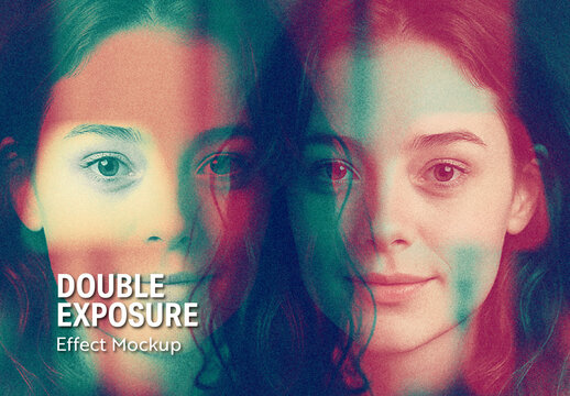 Neon Double Exposure Photo Effect Mockup