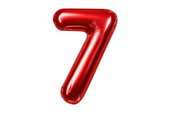 Red metallic foil helium balloon number seven