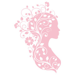 Elegant woman's silhouette adorned with blooming floral design