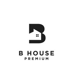 Minimalist Black Letter B House Logo Icon for Real Estate, Property, or Construction Business Branding