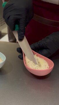 Preparing the Mutabbal dish, a Levantine Arabic dish, 