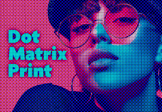 Dot Matrix Print Effect Mockup