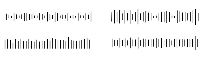 Podcast sound wave audio waveform vector illustration with frequency lines and music equalizer pattern. Soundwave icon for radio microphone voice recording, message signal and speech multimedia	