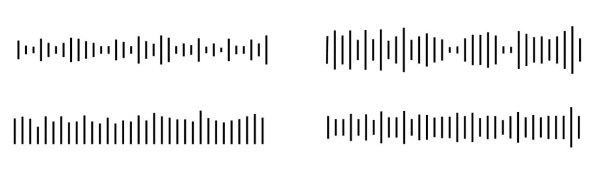 Podcast sound wave audio waveform vector illustration with frequency lines and music equalizer pattern. Soundwave icon for radio microphone voice recording, message signal and speech multimedia	