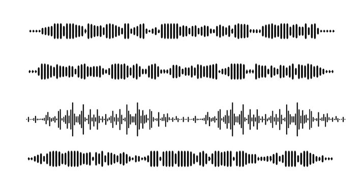 Podcast sound wave audio waveform vector illustration with frequency lines and music equalizer pattern. Soundwave icon for radio microphone voice recording, message signal and speech multimedia	