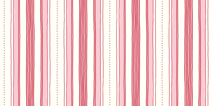 Pink stripes vector pattern, cute hand drawn girly lines fabric print