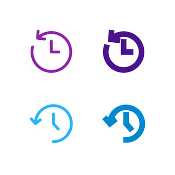 Flat Colored Recent and History Icon Set for Activity Interface
