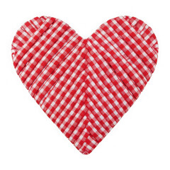 A heart-shaped design with a red and white checkered pattern