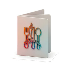 Restaurant menu cover with colorful utensils