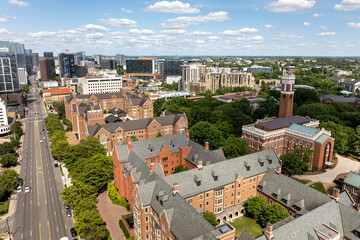 Nashville, Tennessee, USA. Aerial view of American downtown office district. High commercial and...