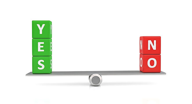 Green yes blocks outweigh red no blocks on balance scale