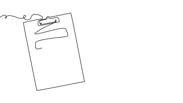 Line one art icon document continuous list illustration single check clipboard. Art line one test data survey checklist pen paper vector business report doodle notebook agenda sketch board form.