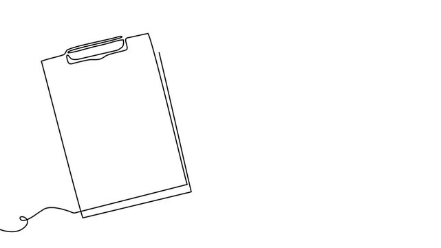 Line one art icon document continuous list illustration single check clipboard. Art line one test data survey checklist pen paper vector business report doodle notebook agenda sketch board form.